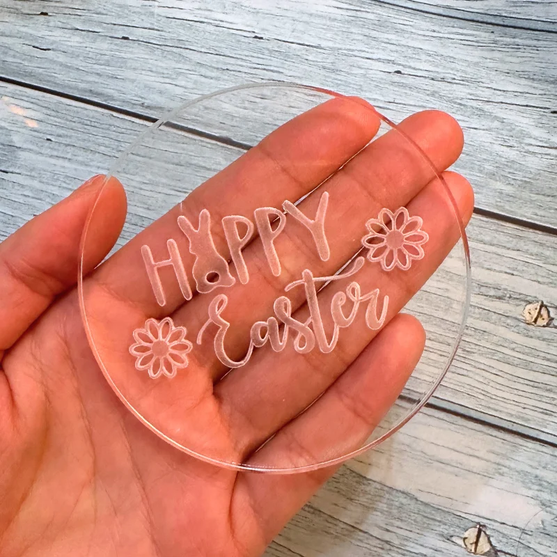 Happy Easter Bunny Flower Acrylic Fondant Cookie Stamp, Cookie  Emboss Cake Mould, Baking Tool