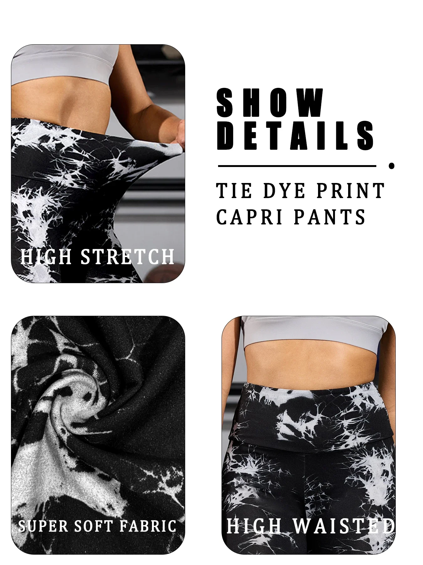 Calça capri feminina de cintura alta, super macia, controle de barriga, sem transparência, treino, yoga, corrida, atlético, push up, academia