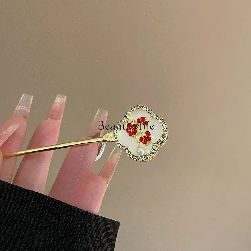 Antique plum blossom hairpin fashionable new Chinese simple diamond-encrusted flower hairpin headdress