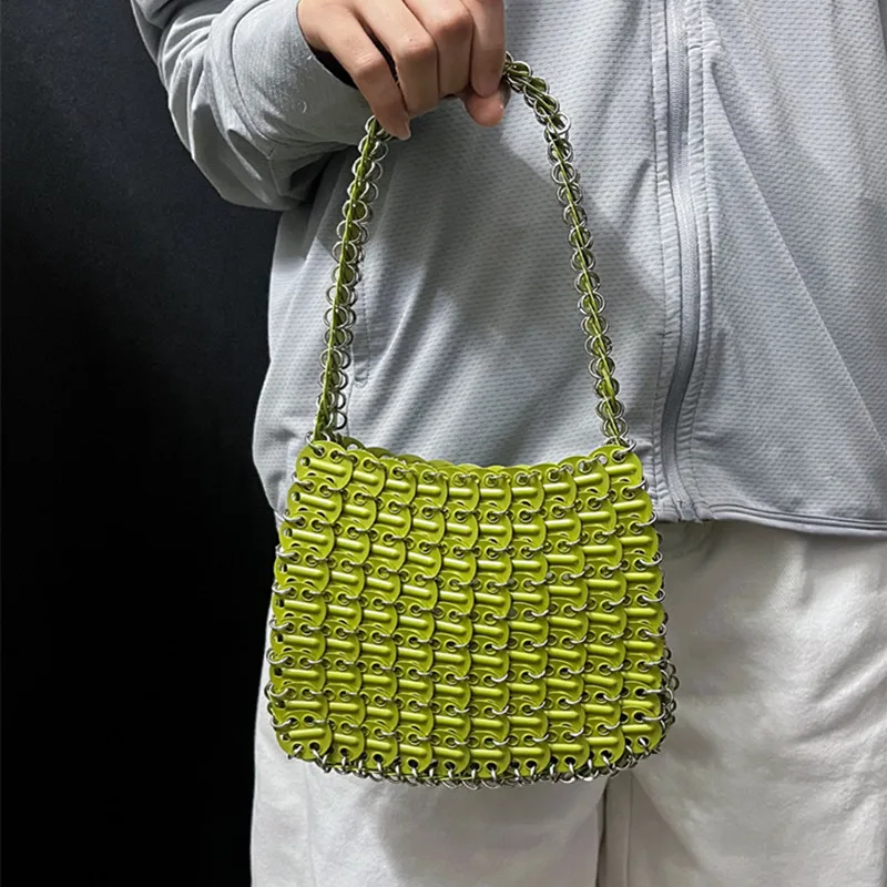 

Women's Bag luxury Bags Designers Italian Bag Hand Woven Metal Silver Sequin Handbag Women Evening Bag Travel Holiday Tote Bag
