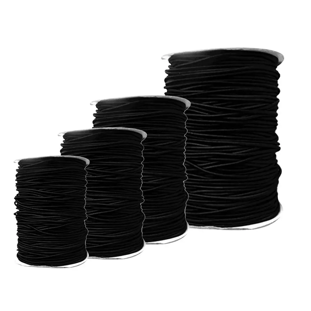 8mm Black Polyester Coated Rubber Strong Elastic Bungee Rope Shock Cord