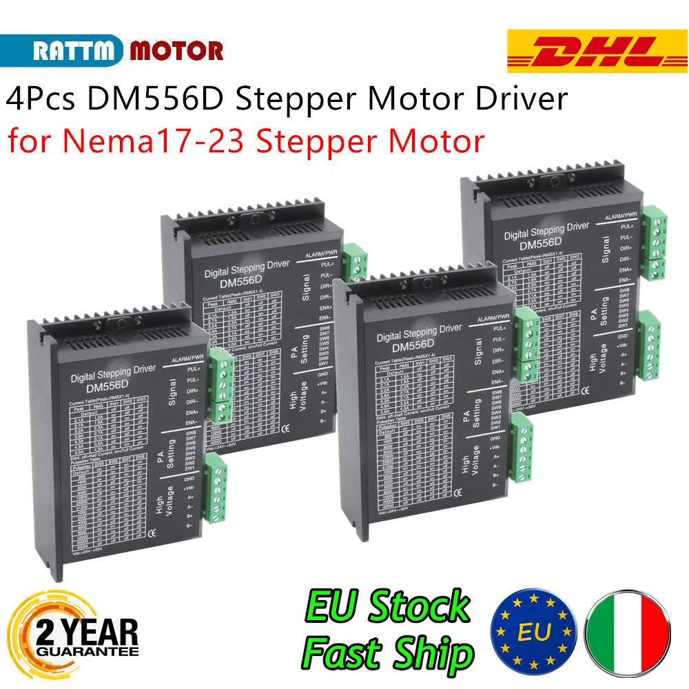 

【In EU】3 / 4 Pieces DM556D Stepping Motor Driver Digital Stepper Driver 24-50VDC 5.6A/256 Microstep for CNC Nema23 Stepper Motor