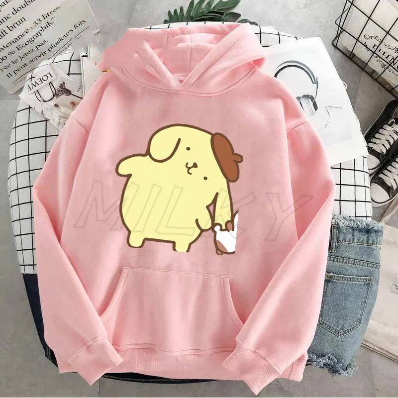 Kawaii Pom Pom Purin Hoodie Women\'s Sweatshirts Pompom Purin Y2k Hoodies Long Sleeve Woman Clothing Hoodies Hooded Shirt