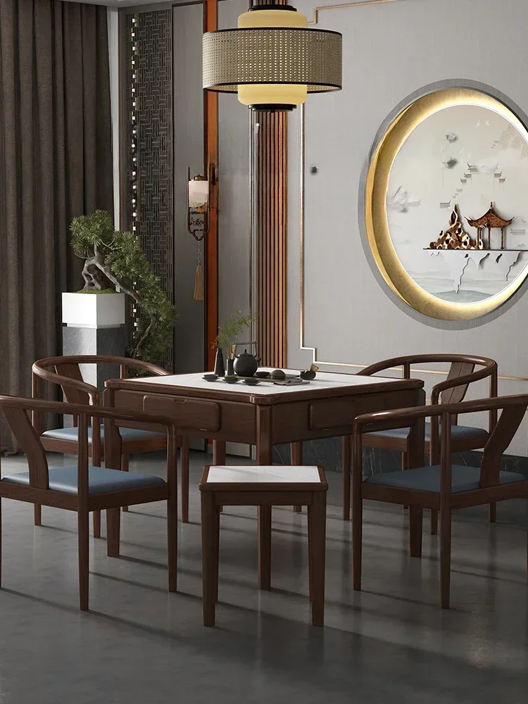 High-End Solid Wood Mute Intelligent Mahjong Machine Automatic Chinese Furniture Dining Table Dual-Use Mahjong Table