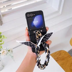 Wrist Strap Leather Phone Case for Samsung Galaxy Z Flip 7 6 5 4 3 Flip7 Flip6 Flip5 Flip4 Flip3 5G 5G Protection Cover