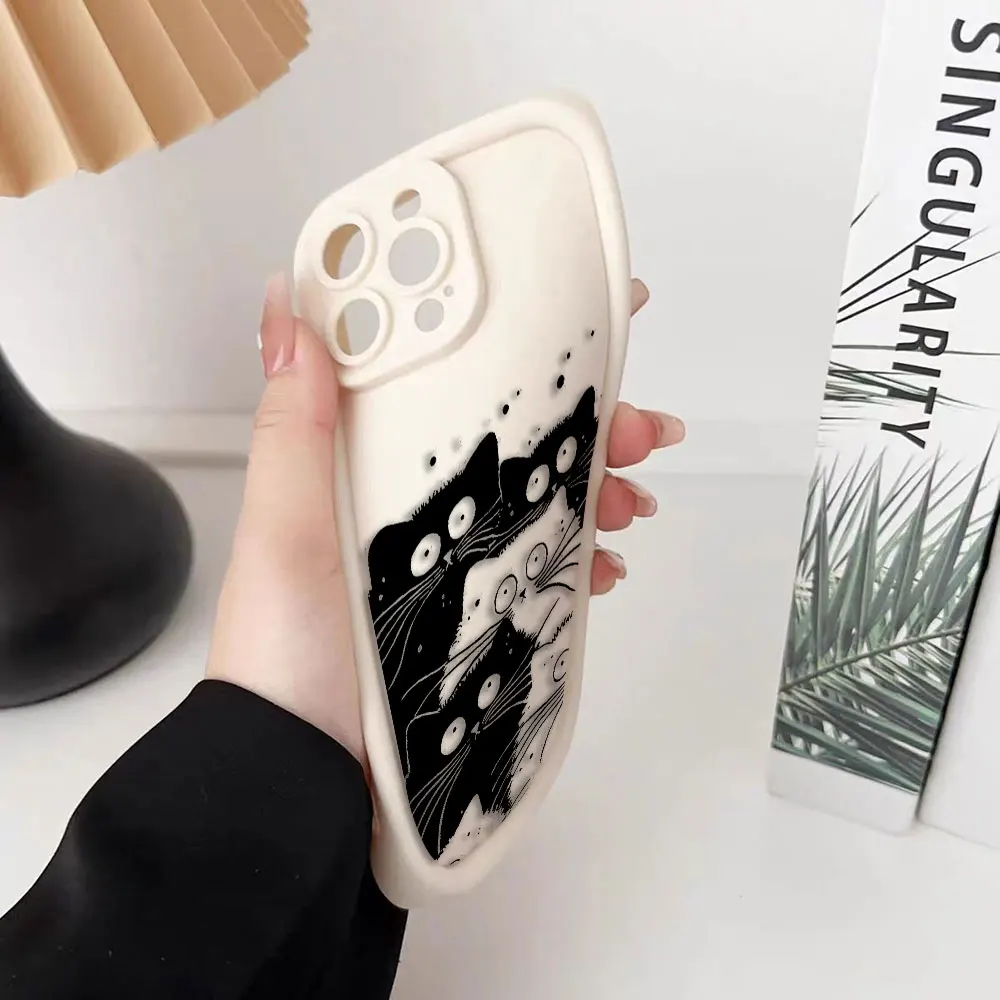 Divertente Nero Del Fumetto Gatto Cassa Del Telefono Per MOTO G9 G22 G24 G30 G32 G52 G53 G54 G60 G75 G84 G85 E22 E32 E40 EDGE 40 50 60E TPU caso