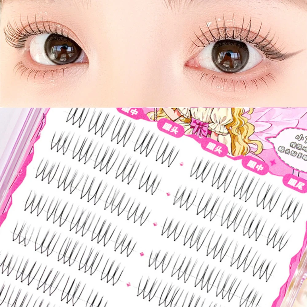 

100 Clusters Korean Idol False Eyelashes Transparent Terrier Super Natural Manga Fairy Fake Eyelash U-shape Lashes Light Makeup