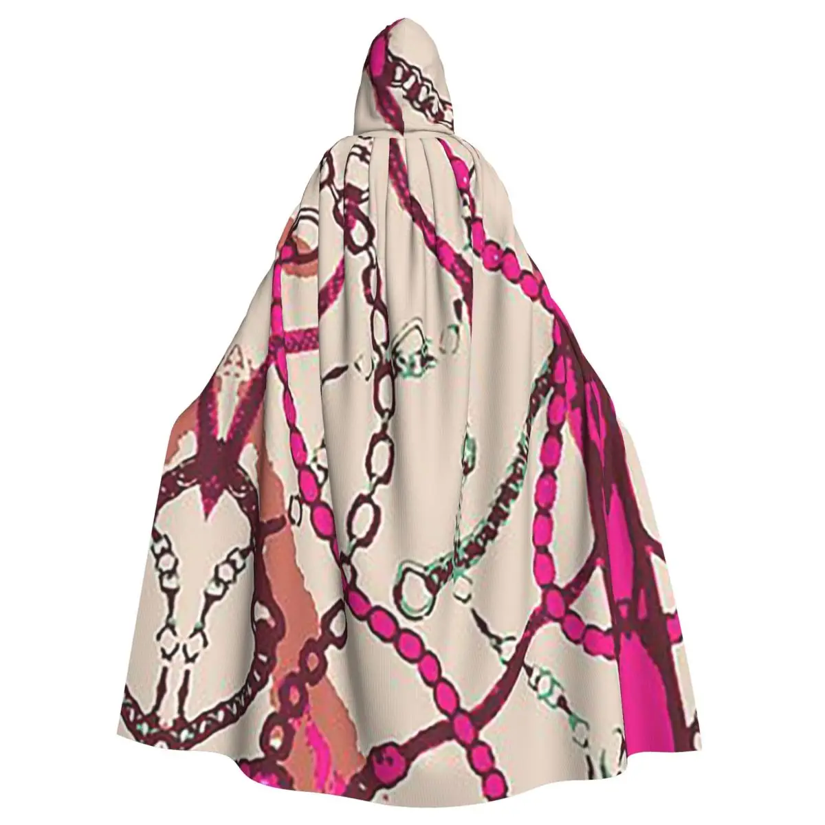 

Розовая цепочка с кисточками, векторный фон, длинный плащ с капюшоном, средневековый костюм ведьмы, накидка для косплея, Хэллоуин, вечеринка для взрослых, унисекс