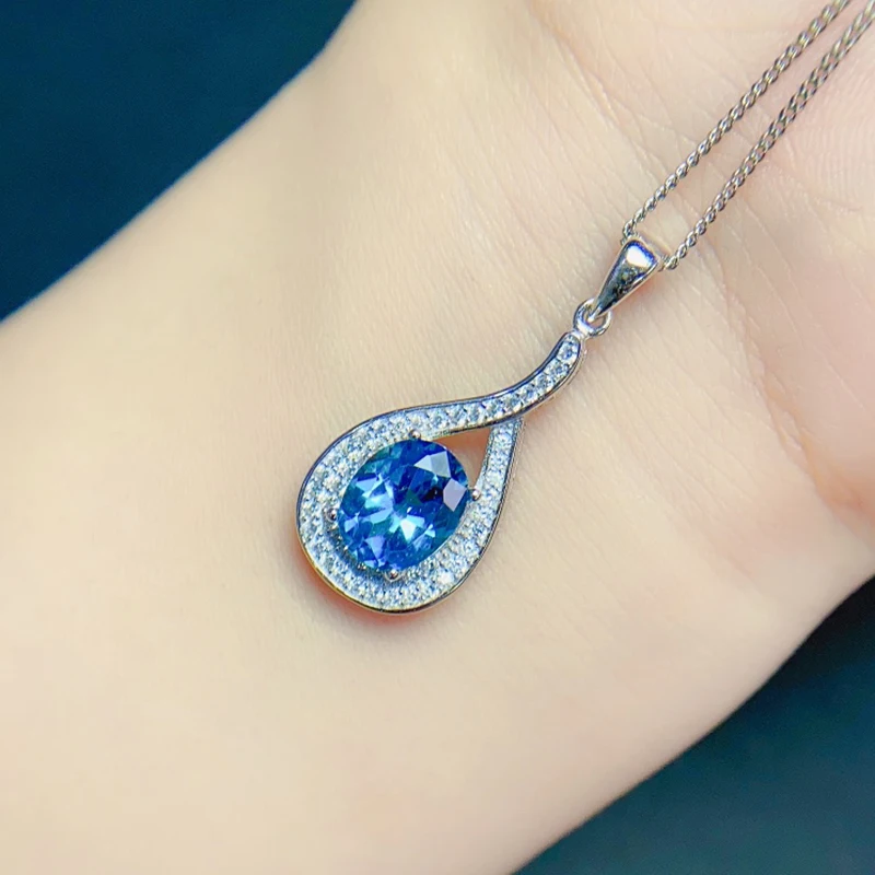 Natural Topaz pendant necklace for women silver 925 jewelry luxury gem stones 18k gold plated free shiping items