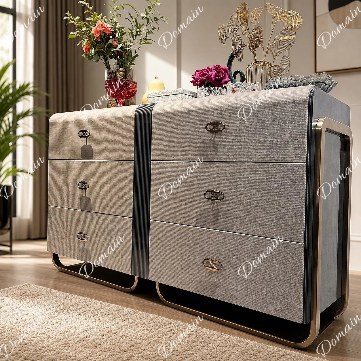 Elegant Italian Luxury Solid Wood 6-Drawer Dresser Modern Storage Cabinet for Bedroom