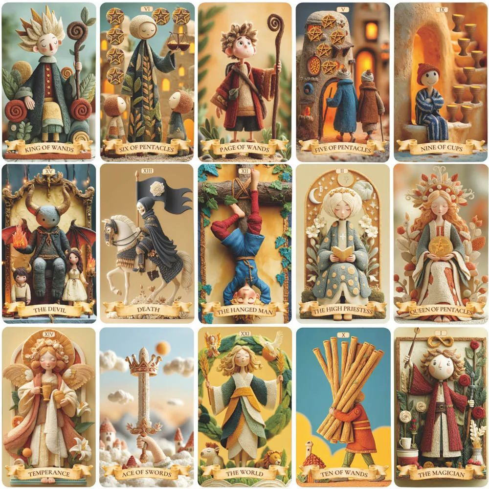 Set di 78 carte dei tarocchi, 13x8 cm Il gioco di carte dei tarocchi dell'Arcana dell'Argilla, da fango all'anima, viaggio segreto fatto a mano, manuale di carta per principianti