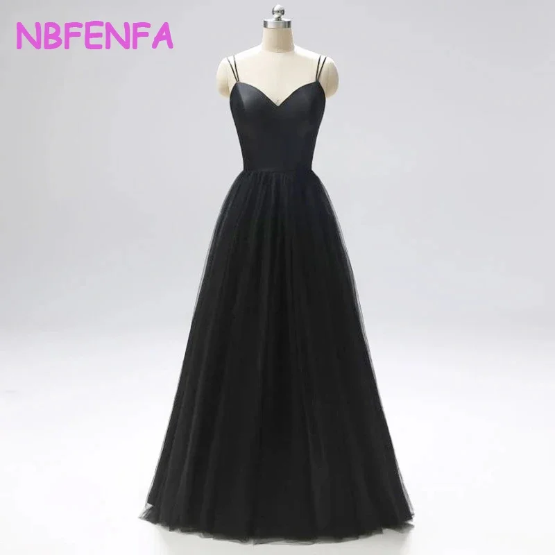 Black Evening Dress Women Elegant Long Prom Party Dresses for Women 2024 Backless Satin Mesh Formal Occasions Quinceanera Dress