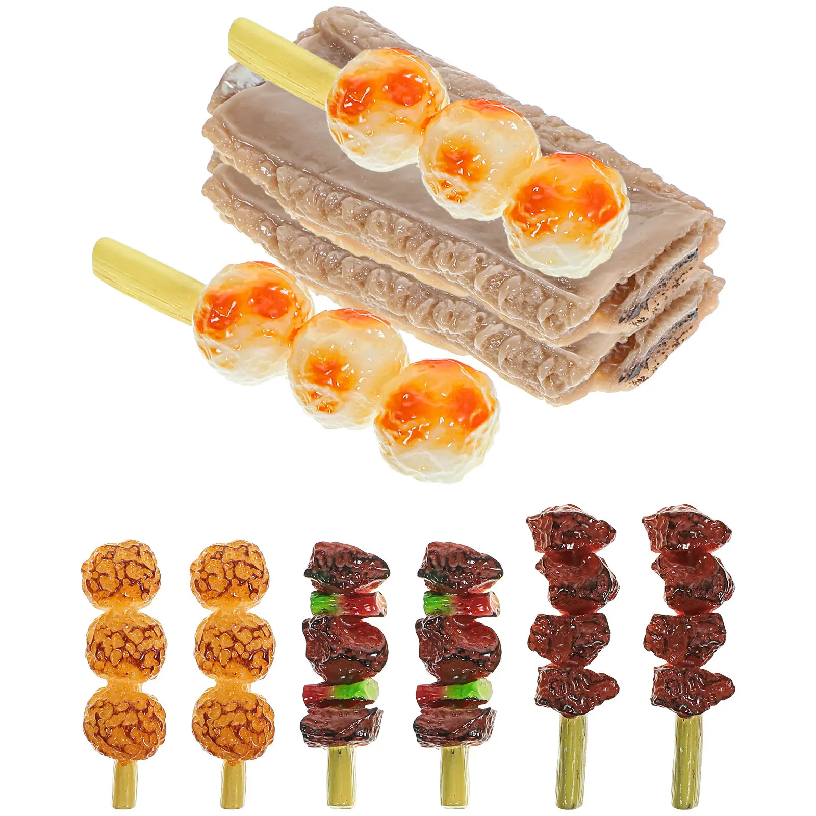 

10 шт. искусственных шампуров для барбекю, имитация еды, декоративные элементы, развивающий игровой набор для детей, кухонный аксессуар