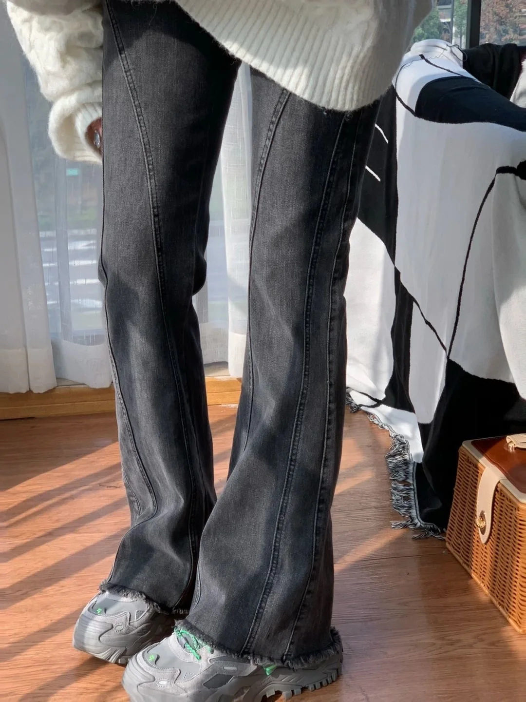 

Женские джинсы с высокой талией, облегающие, расклешенные, прямого кроя, длинные брюки, осенне-зимние, модные, темно-синие