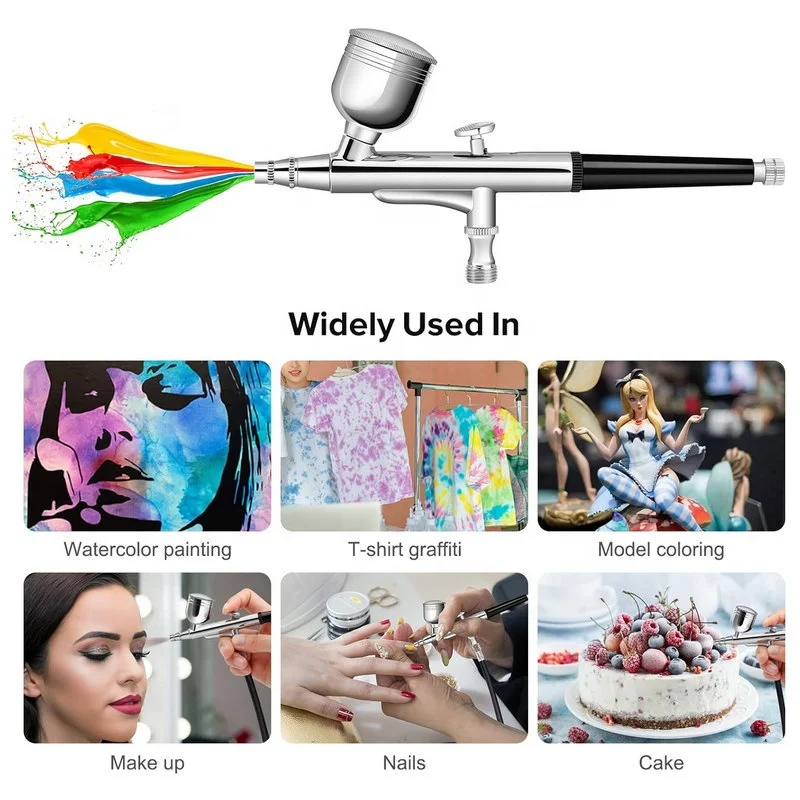 Airbrush Kit with Compressor, Dual-Action High Pressure Air Brush Kit with 0.2/0.3/0.5mm Nozzle for Painting, Nail Art ,Modeling