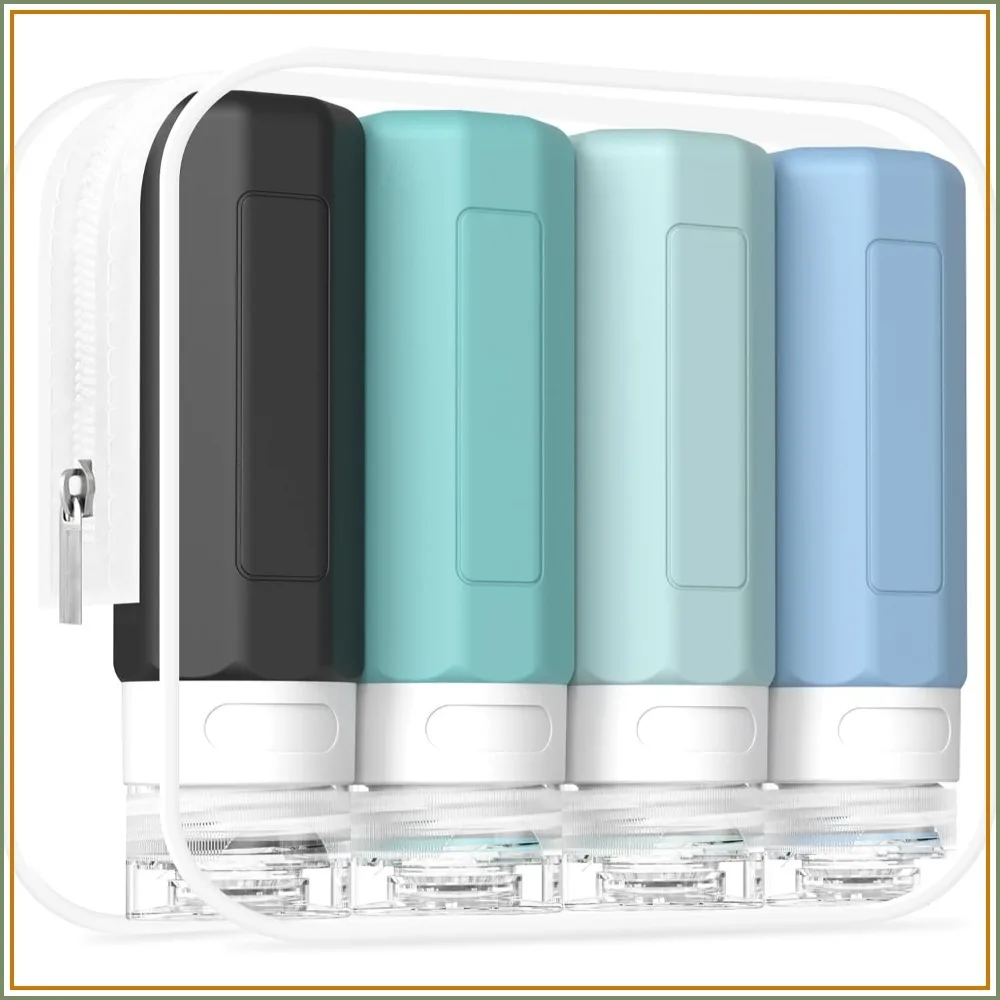 

TSA Approved 3oz Travel Bottles Set, Leak Proof Silicone Containers for Toiletries, BPA Free Refillable Shampoo & Conditioner Kit, Gray