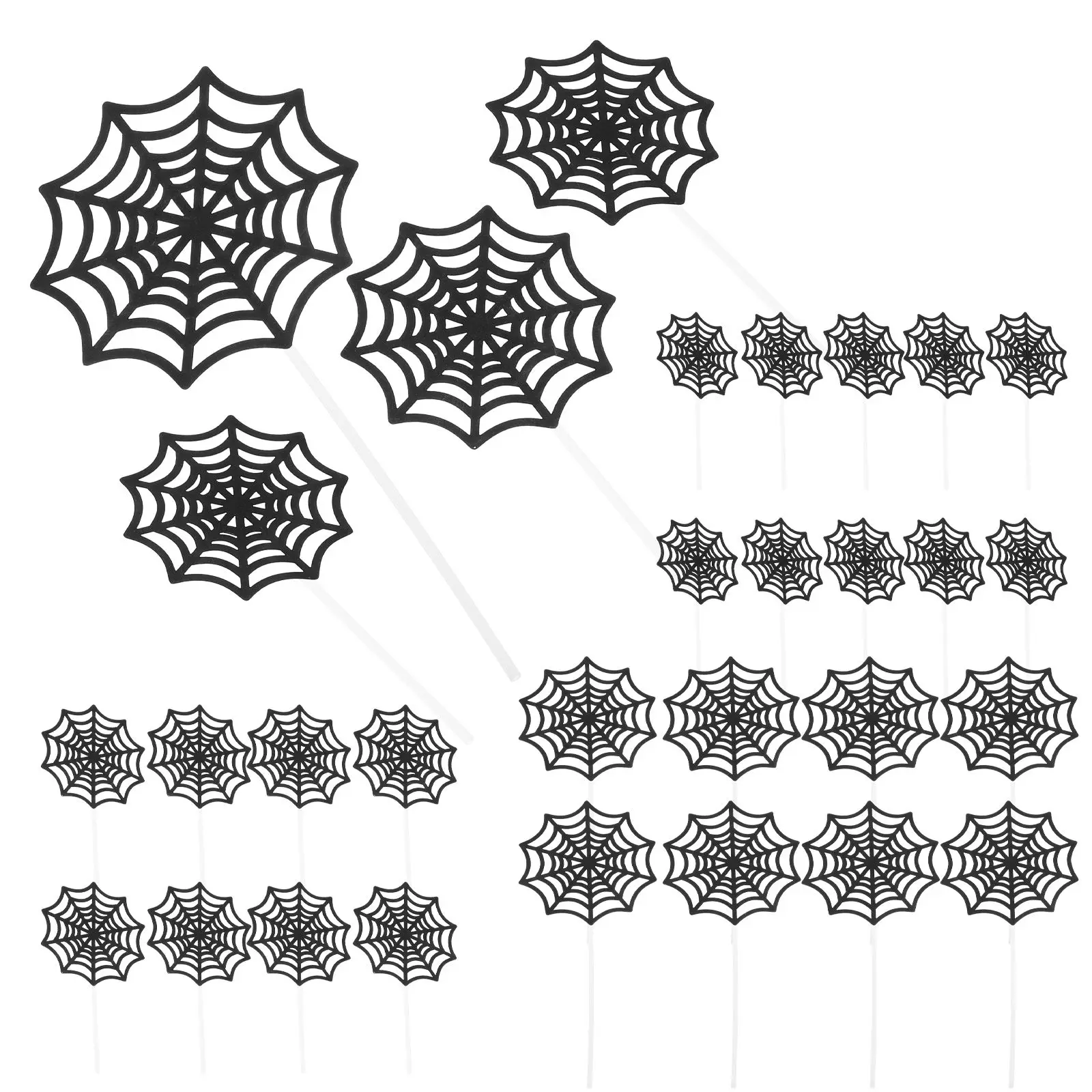 

12 Pcs Card Crab Cake Topper Paper Toppers Picks Cupcake Decor Halloween Cobwebs