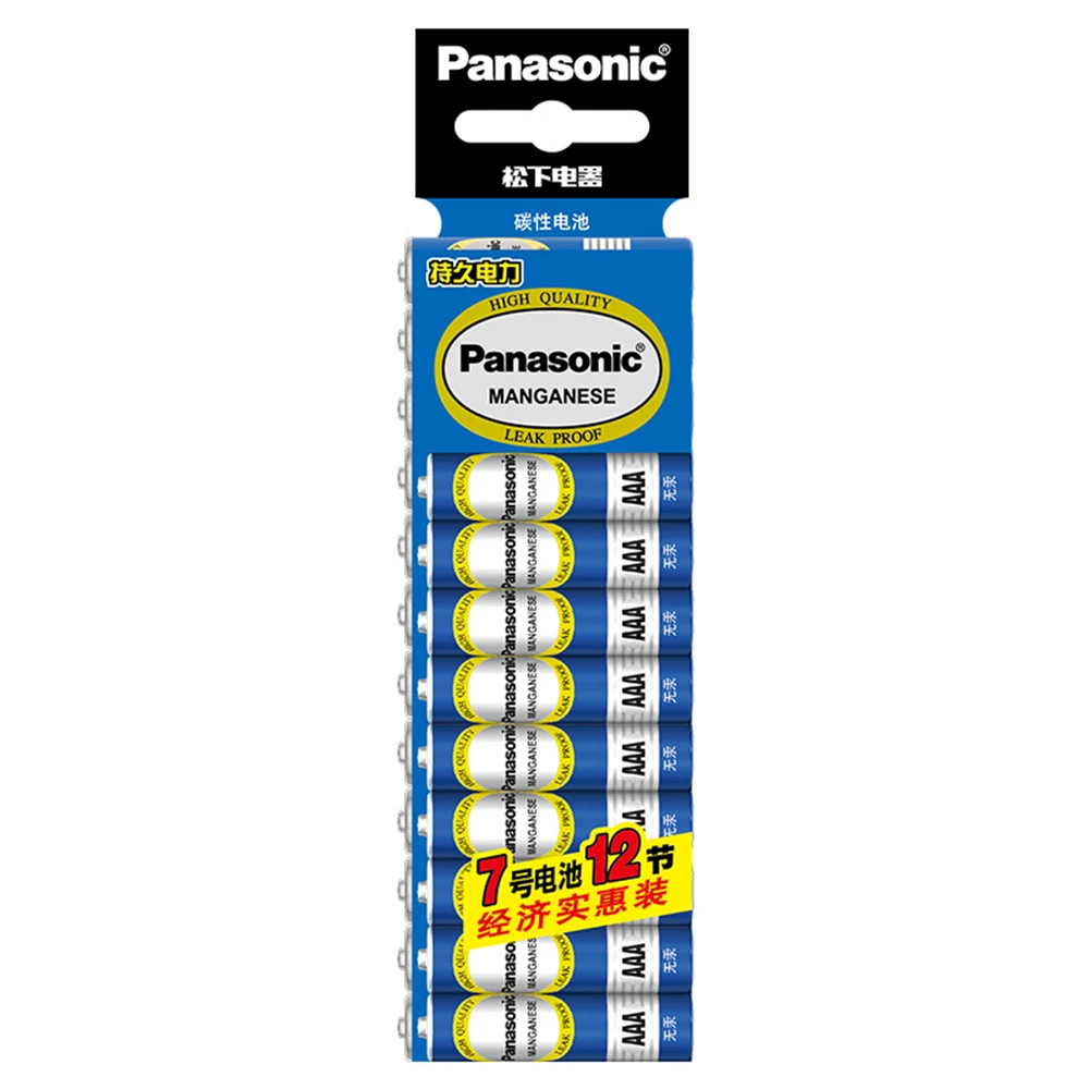 Panasonic 1,5V AAA wegwerp-koolstofdroge batterijen, geschikt voor LED-lampen, speelgoed, mp3-camera's, zaklampen, scheerapparaten, cd-spelers