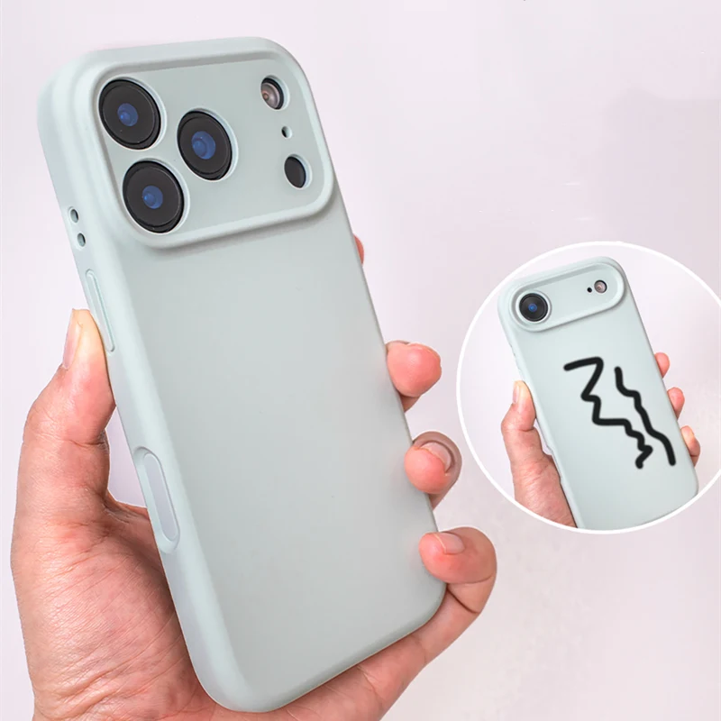 아이폰 17 17Pro Max 16 Pro 15용 오리지널 카메라 버튼 보호 케이스 INS 무광 단색 액상 실리콘 스킨 느낌 커버