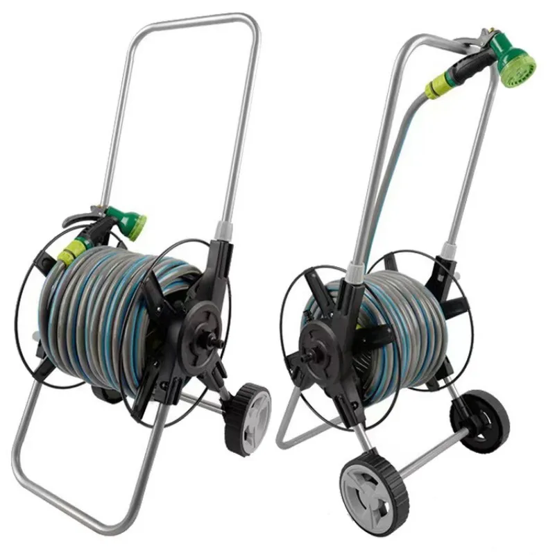 

Metal Hose Reel Cart Hold Up 180 ft of 1/2＂Garden Water Hose Carts Mobile Tools with Wheel Outdoor Planting for Garden Yard Lawn