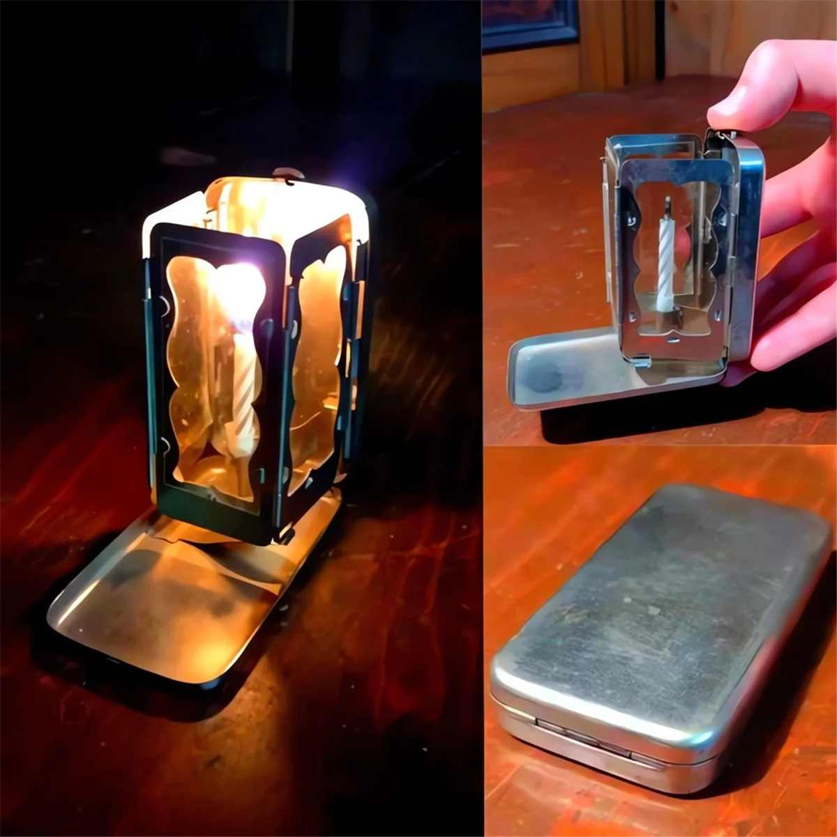 

N38R_Folding Pocket Candle Lamp Vintage Small Pocket Candle Lamp
