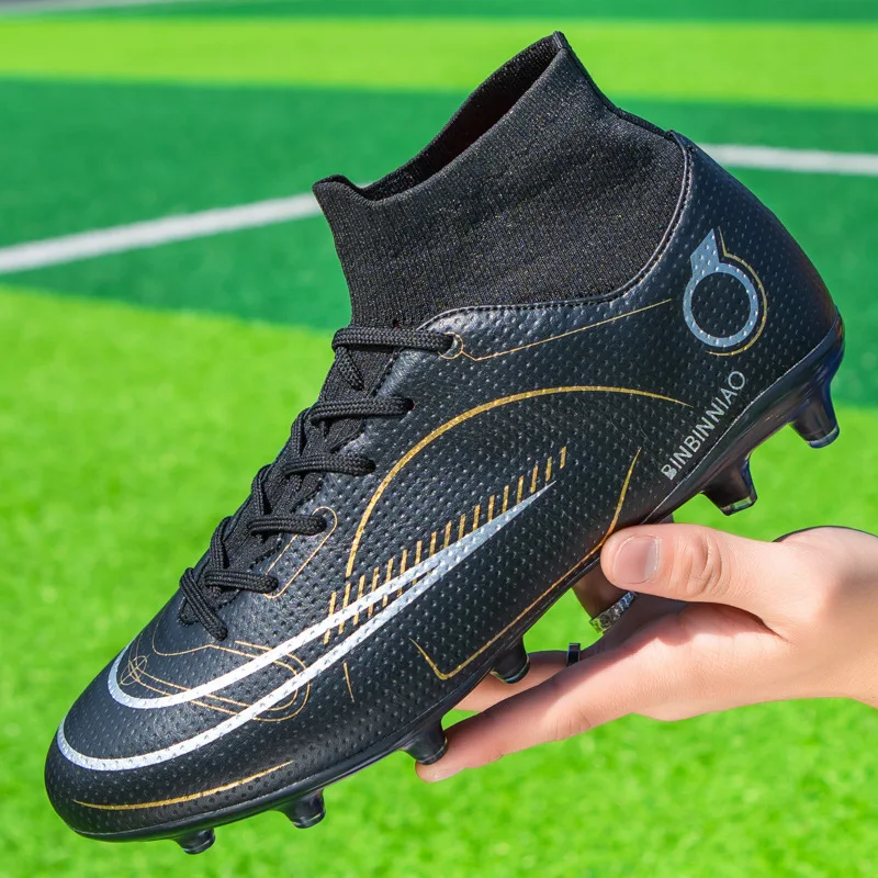 FG Outsole Men's Football Shoes Outdoor Lawn Special Long Cleats High Top Team Sports Football Boots Wear Resistance Size 35-45