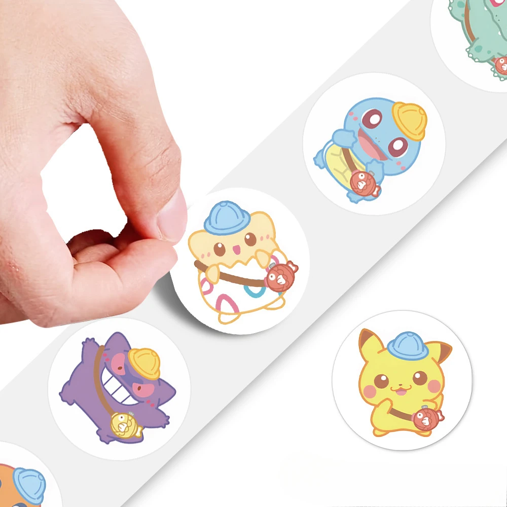 500pcs/Roll Cute Pokemon Pikachu Cartoon Anime Sealing Stickers Decoration DIY PVC Laptop Decals Graffiti Stiker Reward Gift Toy