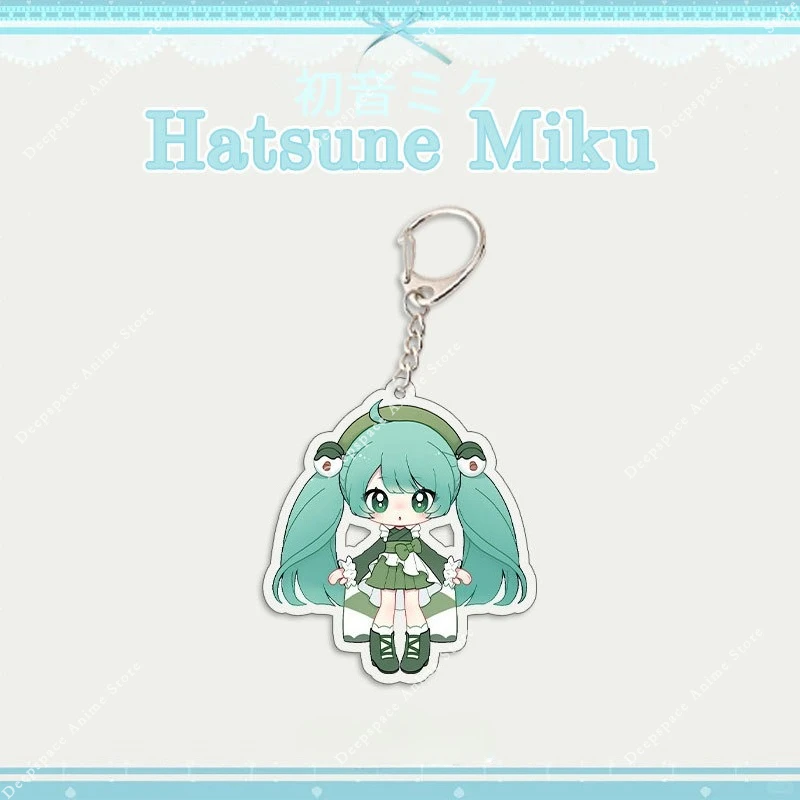 Kawaii هاتسون ميكو الكرتون سلسلة مفاتيح مصنوعة من الأكريليك أنيمي حقيبة إكسسوارات جذابة لطيف على ظهره قلادة كيرينغ للطلاب الحقائب المدرسية