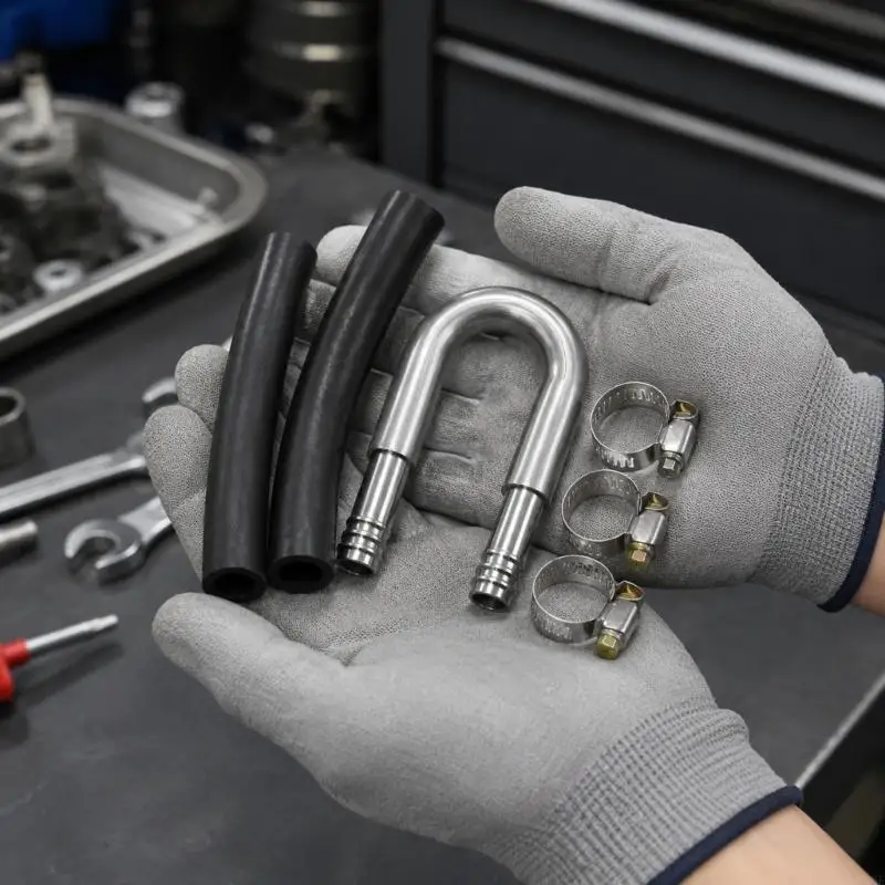 M76E Aluminium-U-Bend-Kraftstoff-Bypass-Kit mit Schlauch und vier Leitungsbefestigungen – Detail 10