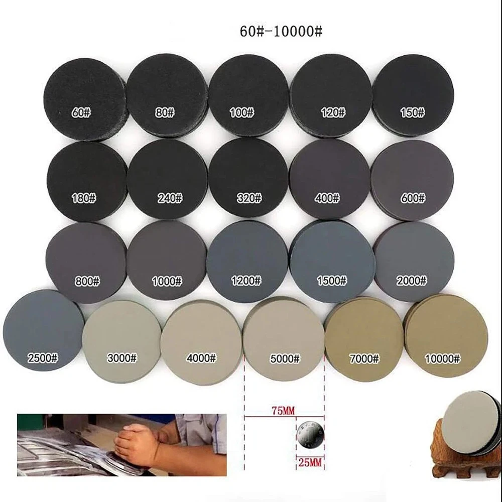 10Pcs Wet/Dry Sandpaper 3 Inch 75MM Hook And Loop Silicon Carbide 60-10000 Grits Waterproof Sanding Disc