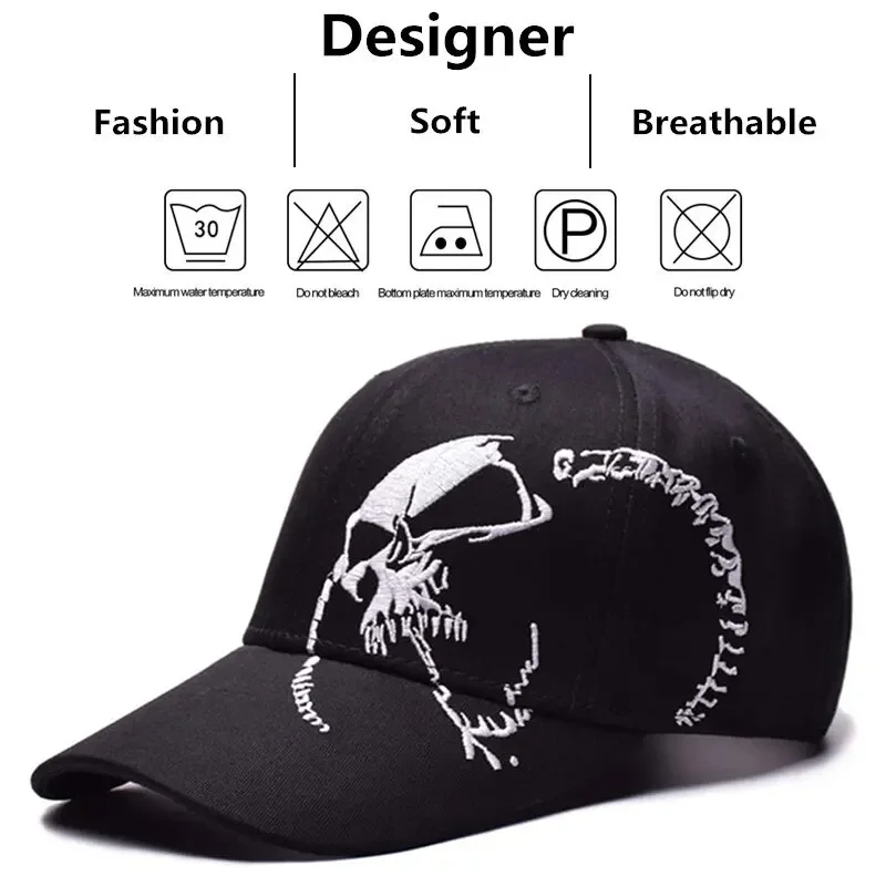 Personalized Skull Embroidered Fashion Baseball Cap Women Men Outdoor Sports Cap Adjustable Casual Sun Hat High Quality