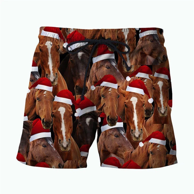 Summer Hot Sale Fashion Animal Horse 3d Printing Cool Beach Shorts Pants Men's Women Kids Casual Summer Swimming Trunks Homme