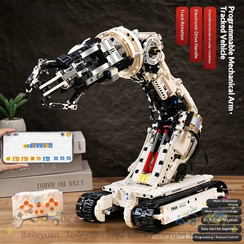TMSA Programming Robot Mechanical Arm Building Blocks Remote Control Scratch Electric Tracked Moving Assembly Toy Birthday Gift