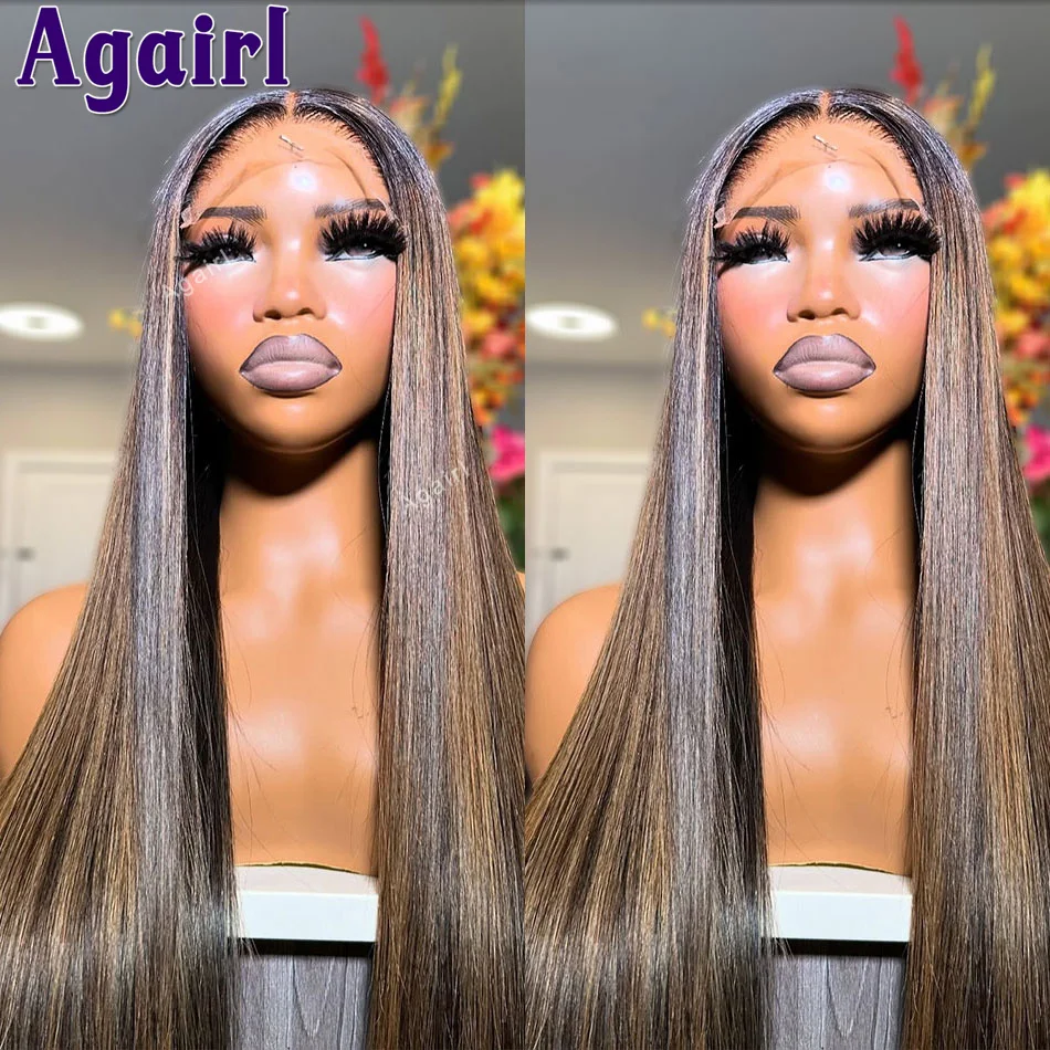 

Highlight Brown Colored 6X4 5X5 Lace Closure Wigs Human Hair For Women Pre Plucked Brazilian 13X6 13X4 Straight Lace Frontal Wig