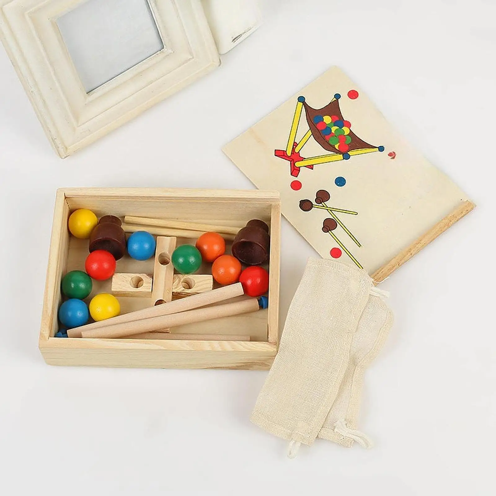 Jeux de balle pour enfants Montessori, Puzzle de reconnaissance des couleurs en bois, jouet d'empilage de tri pour cadeau d'anniversaire en intérieur, activité de jeu de rôle