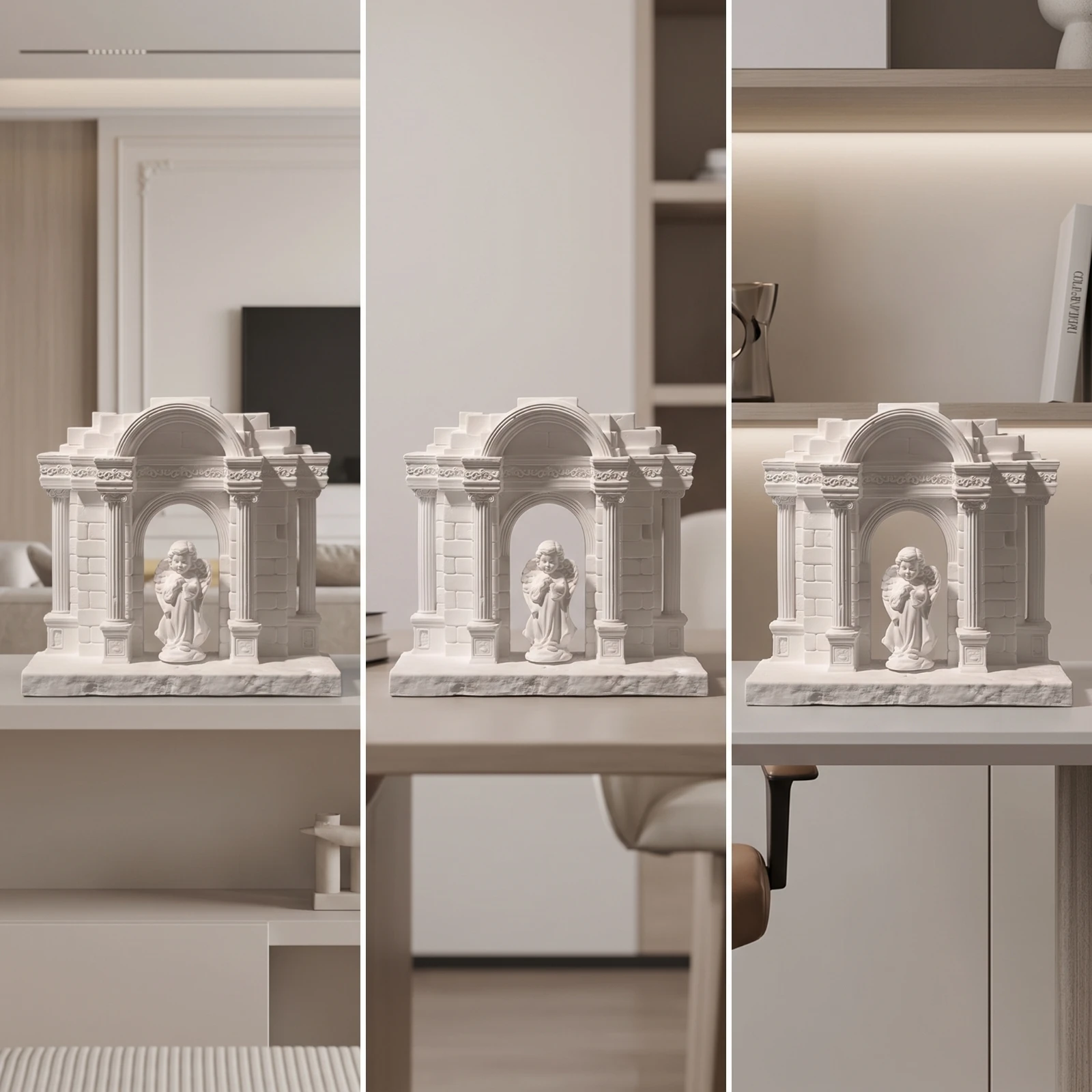 Aquarium Ornament with Angel Compact Miniature Roman Temple Architectural Ornament Decorative Pavilion Statue Safe