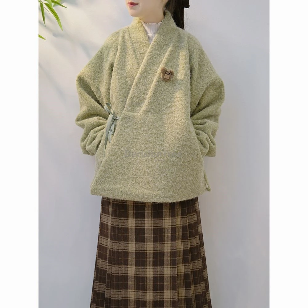 

2025 ежедневный улучшенный новый комплект ханьфу, элегантный модный китайский костюм ханьфу для отдыха, элегантный теплый утепленный зимний костюм