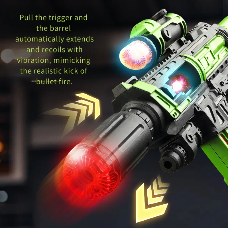 Realistic Spray Gun Electric Toy Vibrating Machine Gun Submachine Gun Sound Light Music Effects Model For Kids Boys Gift