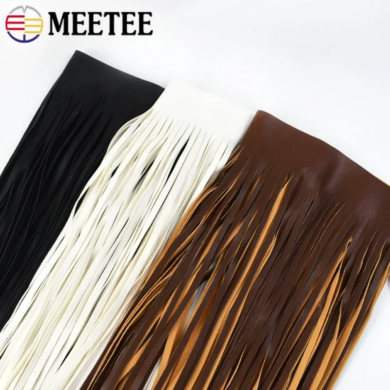 Meetee 55/70cm Extra Long Leather Tassel Fringe Dress Jacket Decor Lace Trim Edging Fringes DIY Garment Sewing Crafts Accessory