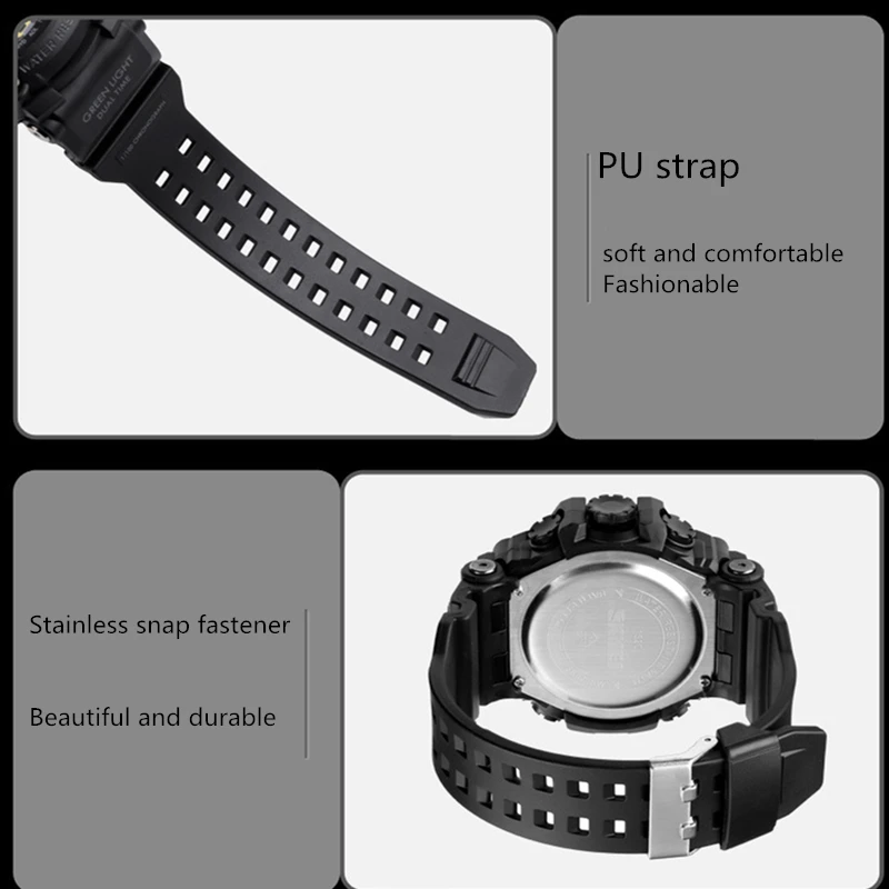 Sports Watch Accessories for Skmei 1637 Plastic Wristband Adjustable Replacement PU Leather Watch  Strap Band