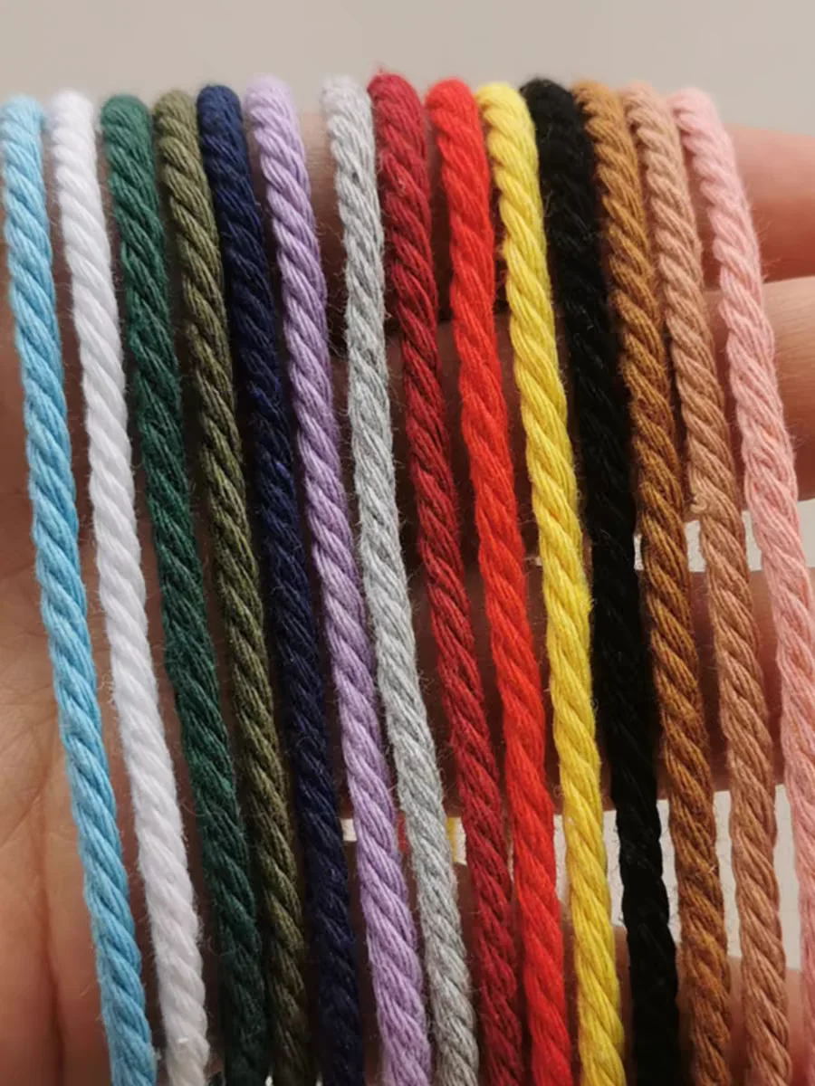 3mm-4mm 10 metri corda di cotone colorato artigianato spago corda Macrame corda fai da te tessili per la casa confezione regalo decorazioni per