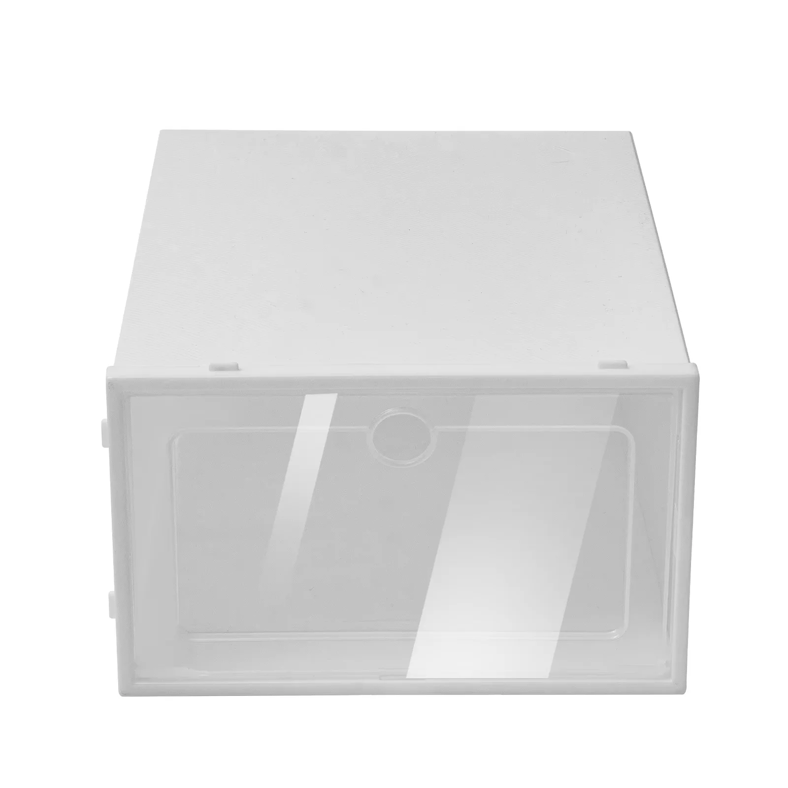 Space Saving Foldable Transparent Shoe Organizer 24 Pack Stackable Interlock Snap Connection Washable Waterproof Plastic Ventilated Anti-Dust Shoe Boxes Easy Flat Storage When Not In Use