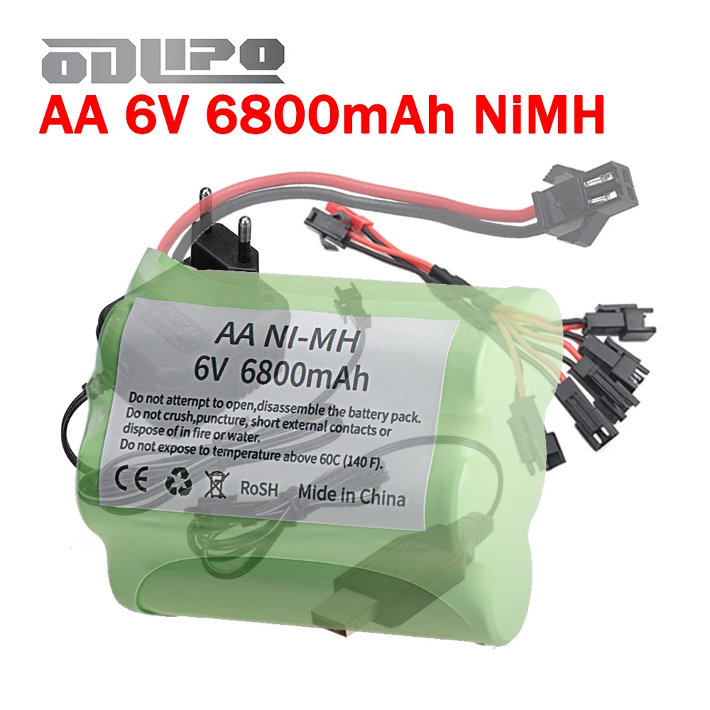 USB Charger 6800mAh 6V NiMH SM Plug AA Battery For RC Cars Trucks Robots Tanks Gun Boats Aa 3000mah 6v Rechargeable Battery Pack