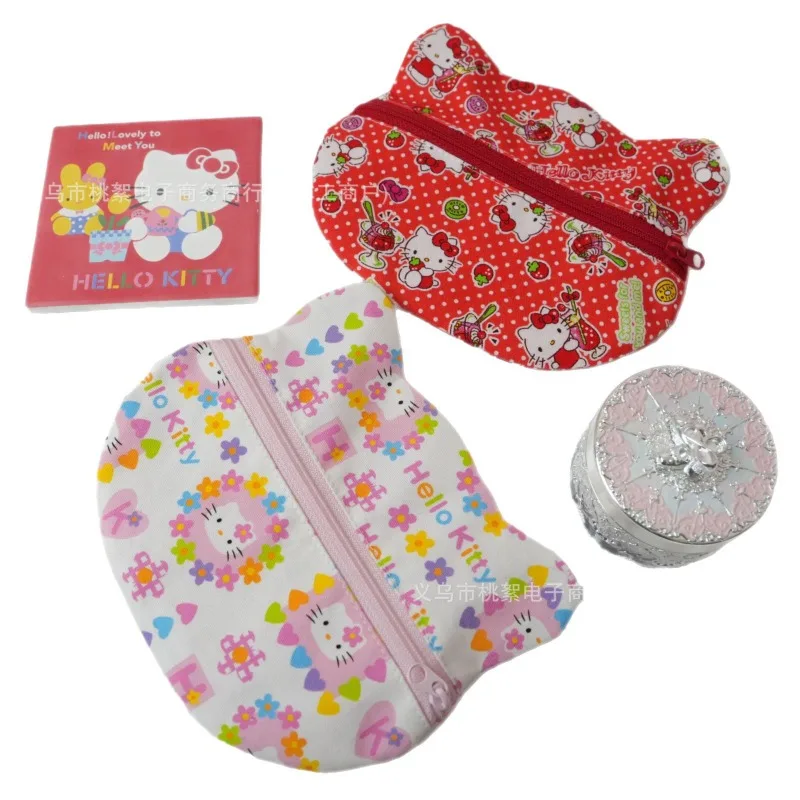 مرحبا كيتي أنيمي Kawaii سانريو Ins موضة مطبوعة قماش محفظة نسائية للعملات المعدنية لطيف الكرتون متعددة الوظائف حافظة للبطاقات هدايا للفتيات