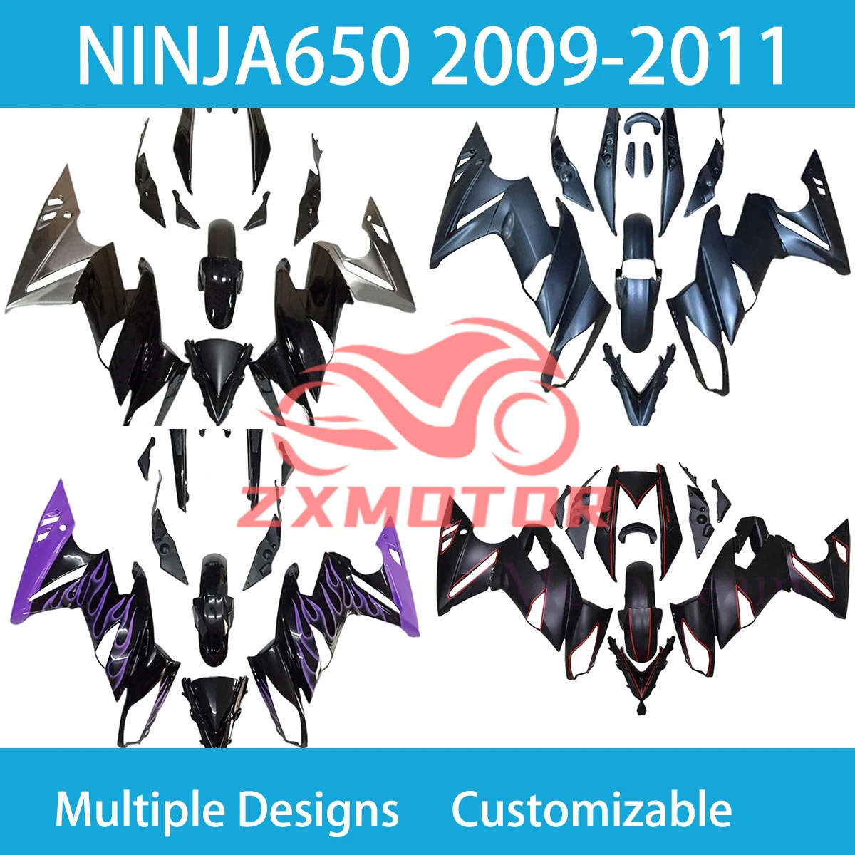 Moto Parts Fairing Kit ER-6F 2009 2010 2011 Fairings Injection Motorcycle Complete for KAWASAKI NINJA650 09 10 11