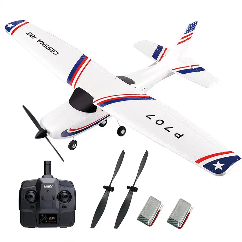 Park10 Rc Vliegtuig P707G 2.4G 3D/6G Met Gyroscoop 3Ch Rc Vliegtuig Vaste Vleugel Vliegtuig Outdoor Speelgoed drone Rtf Cessna 182 Vliegtuig Gift