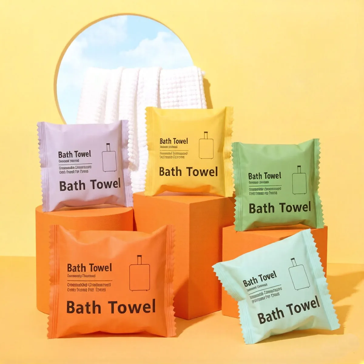 5Pcs Compressed Disposable Bath Towel Thickened Enlarged Face Towel Travel Bath Towel Portable Independent Packaging