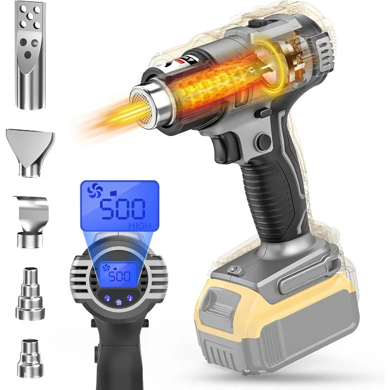 

Cordless Heat Gun for Dewalt 20v Battery, LIVOWALNY 350W 122℉-1022℉ Fast Heating Soldering Hot Air Gun