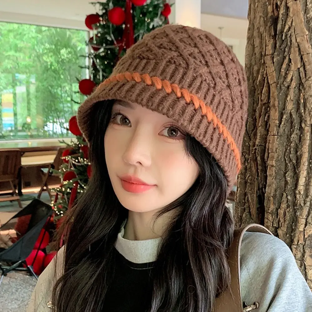 

Sweet Bohemian Style Knitted Beanies Hat Hollow Out Korean Crochet Pullover Hat Breathable Thin Winter Weave Cap Autumn