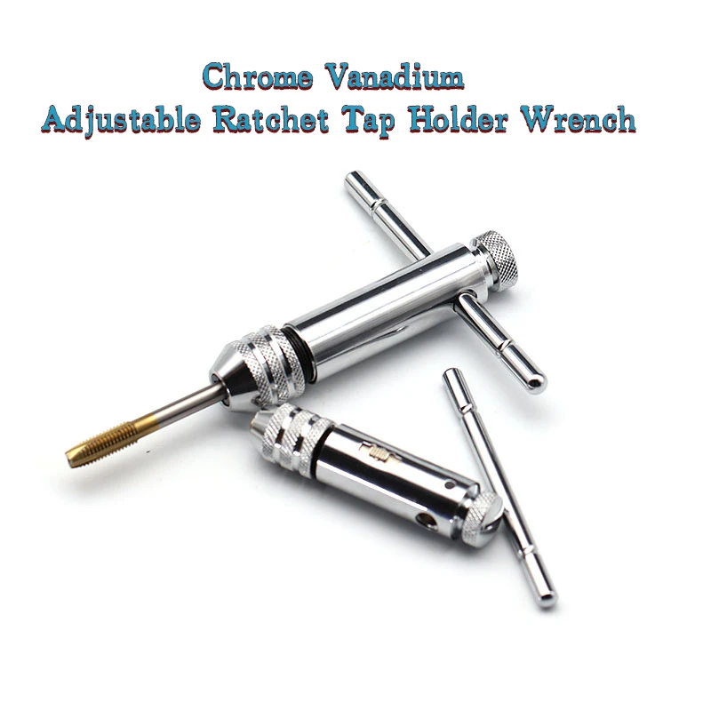 M1-8/M5-12/M6-25/M9-27 Chrome Vanadium Adjustable Ratchet Tap Holder Wrench Tap Wrench T-shape Extended Tap Reamer Tapping Tool